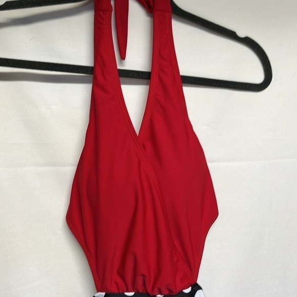 Swimsuit One Piece Bathing Suit Red , Black White Polka Dots - Picture 2 of 11